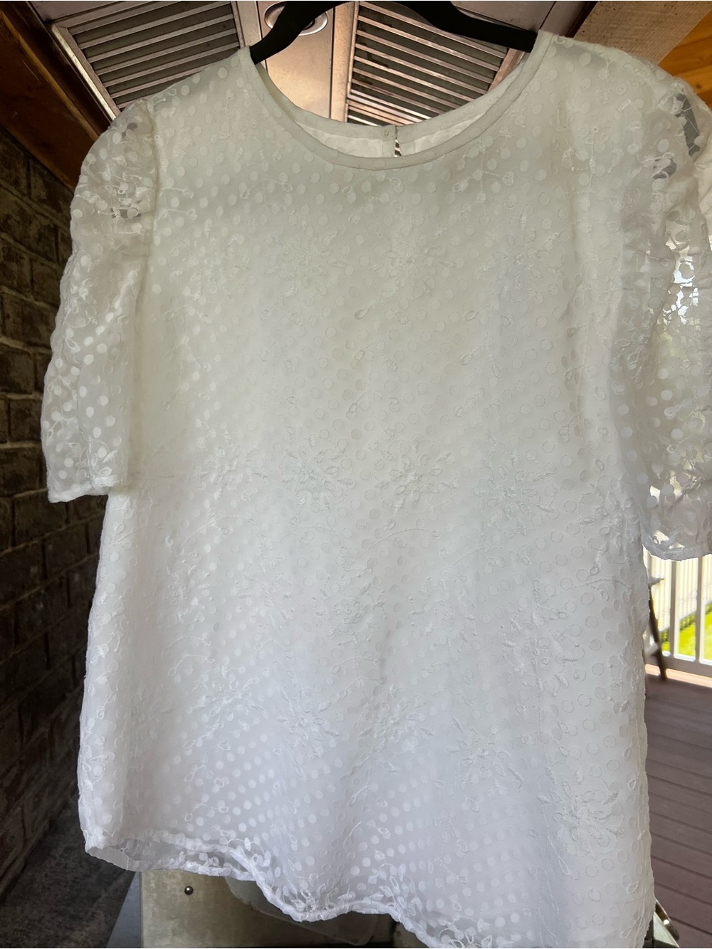 LOFT White Lace Dot Blouse